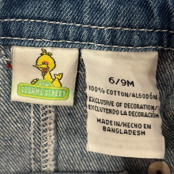 Sesame Street Denim Overalls Vintage Embroidered Train Size 6-9M - Picture 3 of 4